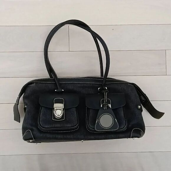 Dooney & Bourke Handbags - Dooney & Bourke Women's Double Pocket Satchel Purse Bag Black